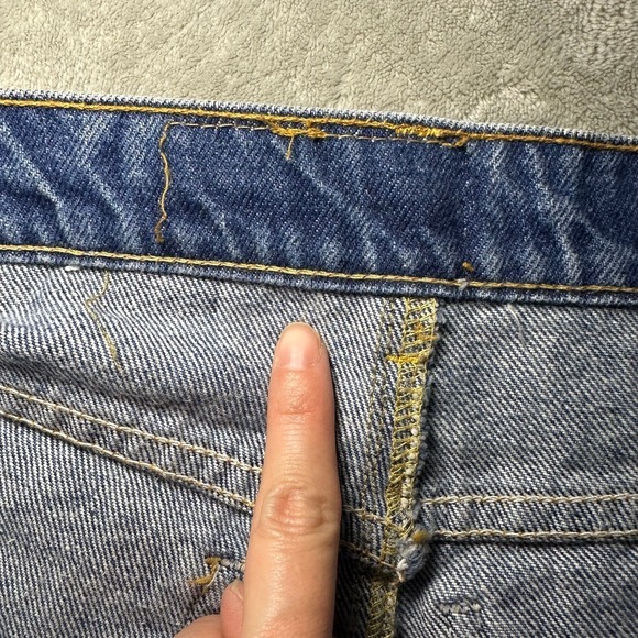 Levis 575 Jean Shorts Women Size 29x3 Orange Tab High Waist‎ Cut Off Dark Denim - Picture 12 of 13